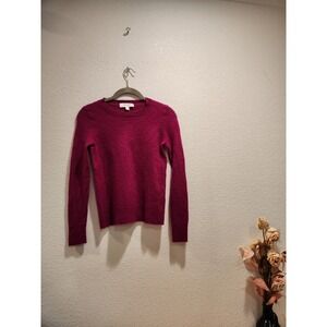 Nordstrom 100% Cashmere Sweater Women's Small Fuchsia‎ Pink Crewneck Pullover